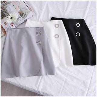 Buttoned Zip Mini Skirt