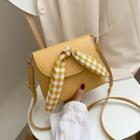 Faux Leather Gingham Bow Crossbody Bag