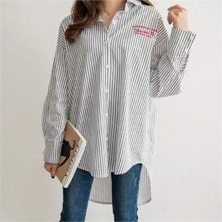 Dip-back Lettering Pinstripe Shirt