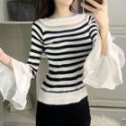 Boatneck Bell-sleeve Knit Top