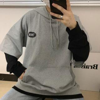 Mock Two-piece Embroidered Oversize Hoodie