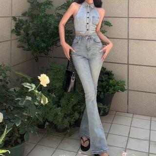 Halter Denim Camisole Top / Jeans