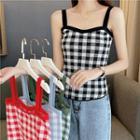 Check Slim-fit Sleeveless Knit Top