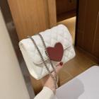Chain Quilted Heart Buckle Flap Crossbody Bag