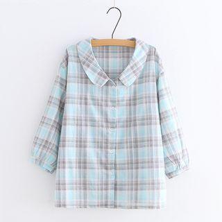 3/4-sleeve Plaid Light Jacket
