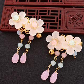 Retro Flower Fringed Hair Clip D76 - 1 Pair - Hair Clip - One Size