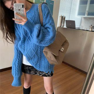 Twist Knit Sweater Blue - One Size