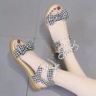 Ankle-tie Gingham Sandals