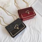 Sequin Heart Buckle Crossbody Bag