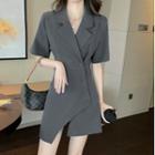 Asymmetrical Lapel Short-sleeve Dress