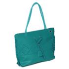 Braided Strap Embossed Tote Blue - One Size