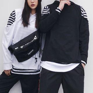 Couple Matching Mock Two-piece Hooded T-shirt
