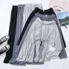 Set: Tie-hem Hooded Crop Top + High-waist Wide-leg Pants