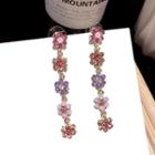 Rhinestone Flower Dangle Earring 1 Pair - Silver Stud - Gold - One Size