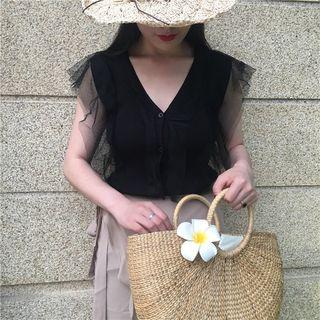 Mesh Panel V-neck Vest