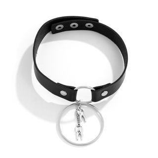 Tooth Hoop Pendant Choker Black - One Size