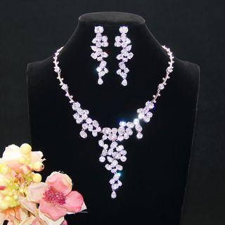 Wedding Set: Rhinestone Necklace + Earring