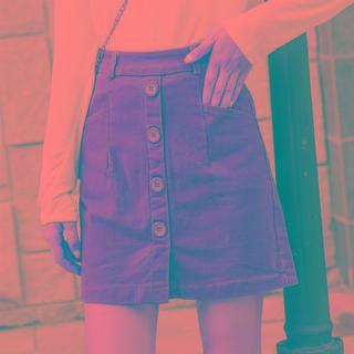 Button-up Mini Straight-fit Skirt