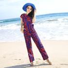 Tie-waist Printed Jumpsuit
