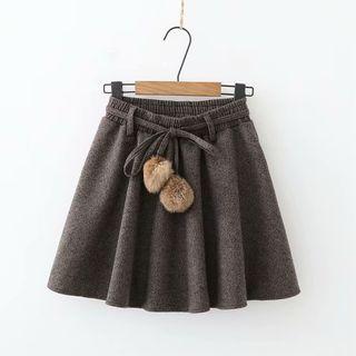 Mini Pompom A-line Skirt