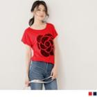 Rose Print Short-sleeve Round Neck T-shirt