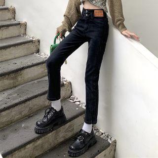 Fleece High-waist Slit Jeans