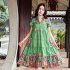 V-neck Printed Short-sleeve Dress