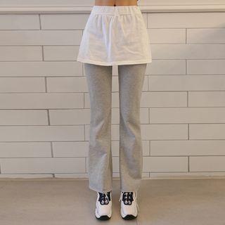 Inset Miniskirt Extender Boot-cut Sweatpants