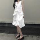 Sleeveless Irregular A-line Dress White - One Size