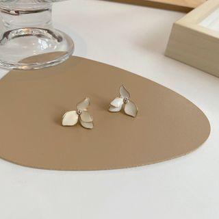 Petal Glaze Rhinestone Alloy Earring 1 Pair - Gold & White - One Size