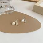 Petal Glaze Rhinestone Alloy Earring 1 Pair - Gold & White - One Size