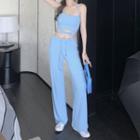 Cross Strap Camisole Top / High Waist Wide Leg Pants