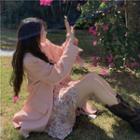 Plain Blazer / Long-sleeve Floral A-line Dress