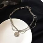 Coin Layered Necklace 1 Pc - Necklace - Silver - One Size