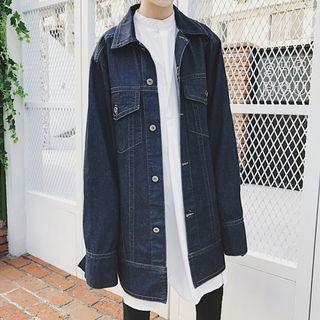 Oversized-sleeve Long Denim Jacket