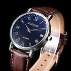 Roman Numeral Faux Leather Bracelet Watch