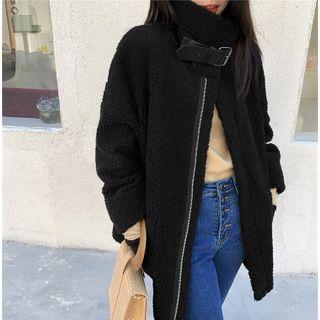 Turtle-neck Faux Shearling Coat