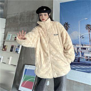 Heart Pattern Zip-up Fleece Jacket