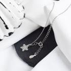 925 Sterling Silver Rhinestone Snowflake Pendant Necklace 1pc - Silver - One Size