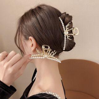 Deer Rhinestone / Faux Pearl Alloy Hair Clamp