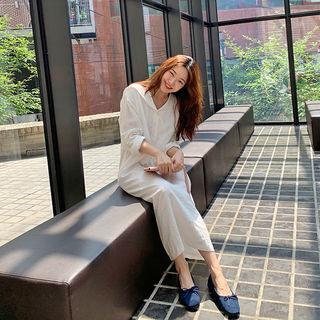 Sailor-collar Maxi Shirtdress