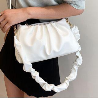 Faux-leather Shirred Shoulder Bag
