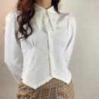 Long-sleeve Collared Fitted Button-up Blouse