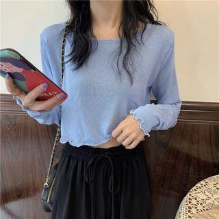 Lettuce Edge Crop Knit Top