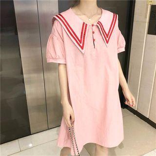 Puff Sleeve Plain Mini Dress