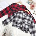 Double-pocket V-neck Long-sleeve Top