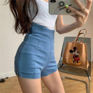 Zipped Denim Hot Pants