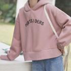 Letter Embroidered Hoodie Dusty Pink - One Size