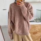Crew-neck Sweater / Cropped Corduroy Wide-leg Pants