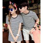Short-sleeve Striped Couple T-shirt / Dress